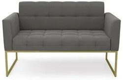 Sofá Namoradeira Base Industrial Dourado Ana Suede Grafite - Ibiza