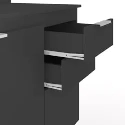 Armário de Cozinha Com Tampo CP10 180cm Pérola Preto Z34      - Mpozen