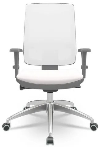 Cadeira Brizza Diretor Grafite Tela Branca com Assento Vinil Eco Branco Base Autocompensador Aluminio - 65807 Sun House