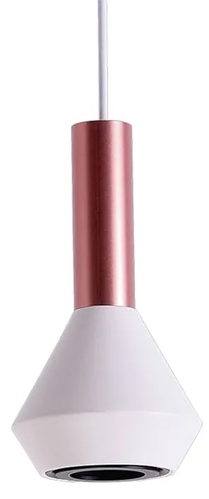 Pendente Pituco Ø10X18,7Cm 1Xmr16 Metal Branco E Rose Gold | Bella Ilu...