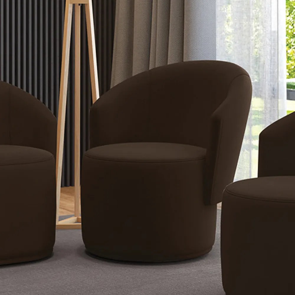 Poltrona Decorativa Orgânica Fixa para Sala Malu Suede M11 - D'Rossi - Marrom