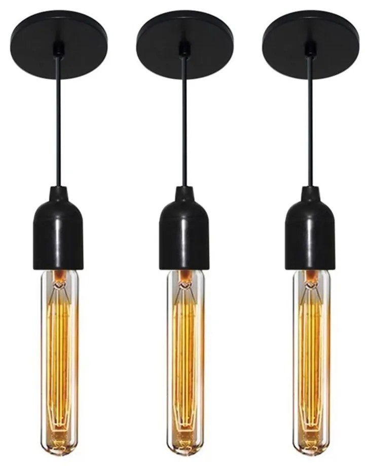 Kit/3 Pendente Luminária Retro Md-4149 Suporte Para Lâmpada / Não Inclusa - Bivolt
