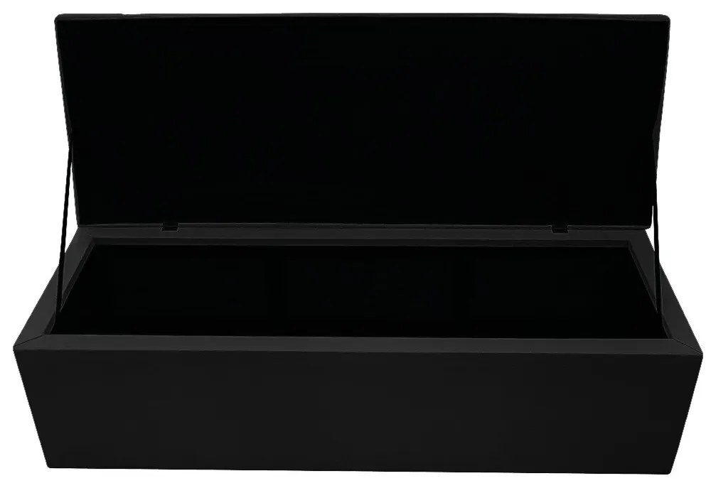 Recamier Baú Estofada Mel 160 cm Queen Size Com Capitonê Suede Preto - ADJ Decor