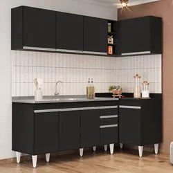 Armário de Cozinha Modulado de Canto Esquerdo 4 Peças CP51 com Pia Ino