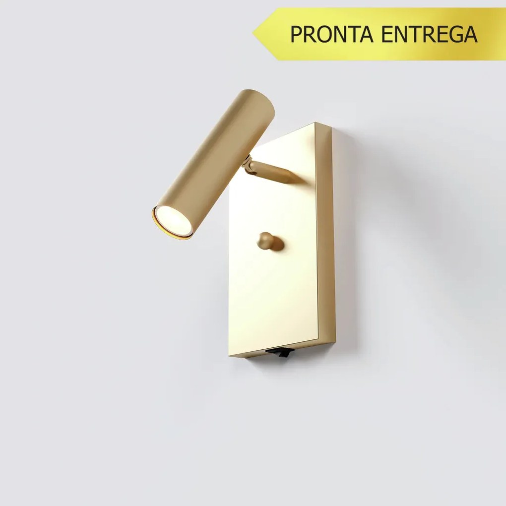 Arandela Foco Articulado 12X16Cm 01Xmr11 Com Interruptor - Qimporta Ar... (CHAMPANHE)