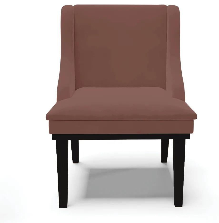 Cadeira de Jantar Liz Veludo Base Fixa Madeira Preto D03 - D'Rossi - Rose
