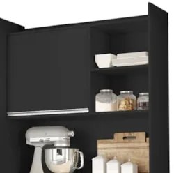 Armário de Cozinha Compacta 160cm 5 Portas Isabel Preto - AJL Móve