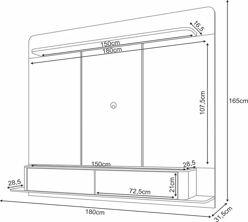 Home Painel Suspenso Decorativo Messier para TV 70 Polegadas Off White/Champagne G26 - Gran Belo