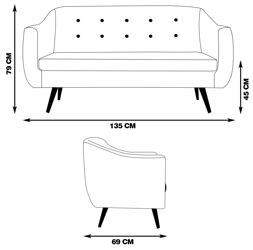 Sofá Decorativo 2 Lugares Pés Palito Cuddle Linho Bege G17 - Gran Belo