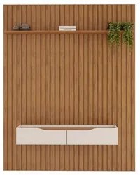 Painel para TV 65 Pol Ripado com Bancada Suspensa 183x240cm Pratisk D0