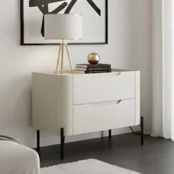 Mesa Cabeceira Quarto 68cm 2 Gavetas Becca Luna/Preto I06 - Mpozenato