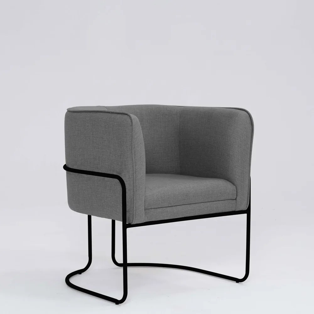Poltrona Decorativa Belinda D07 Base Aço Linho Mescla Cinza - D'Rossi