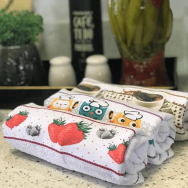 Kit com 10 panos de pratos atoalhados para bordar