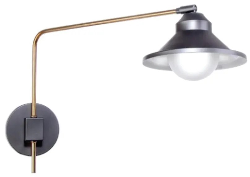 Arandela Haste Articulada Cúpula Aluminio Retro 12X58X31Cm Metal E Vid... (GRAFITE / COBRE FOSCO, BRANCO (FOSCO))