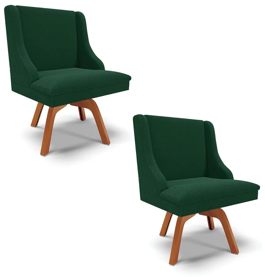 Cadeira Sala de Jantar Giratória MM35 kit 2 Liz Bouclê D03 - D'Rossi - Verde