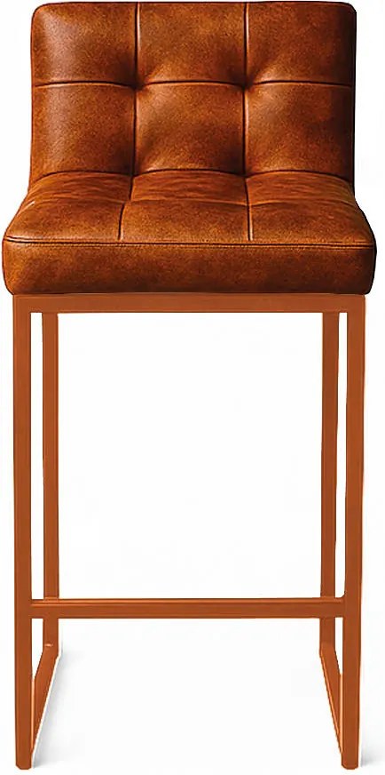 Banqueta Cozinha Alta com Encosto Industrial Bronze Lirina PU C05 - D'Rossi - Nozes