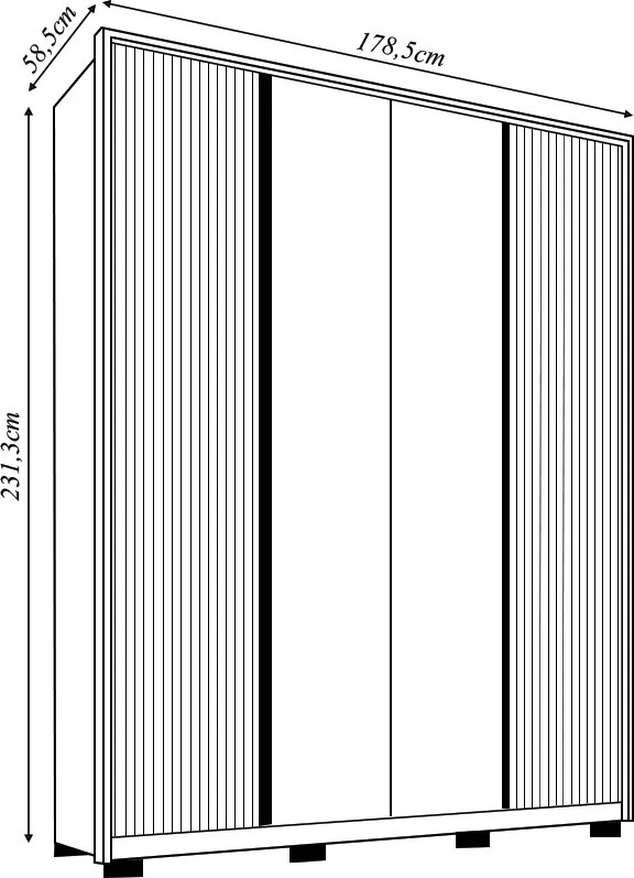 Guarda Roupa Solteiro Glory 4 Portas de Bater 3 Gavetas MDF Freijo/Sued G11 - Gran Belo