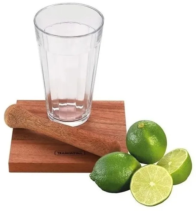 Kit Caipirinha 3 Peças Tramontina Copo 450ml Tabua Amassador