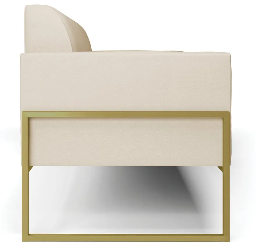 Sofá Namoradeira Base Industrial Alta Dourado Marisa Corino D03 - D'Rossi - Bege