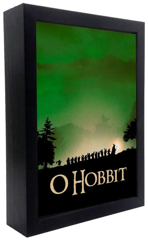 Quadro Luminária Box A4 32x22cm O Hobbit O Senhor dos Anéis - Branco