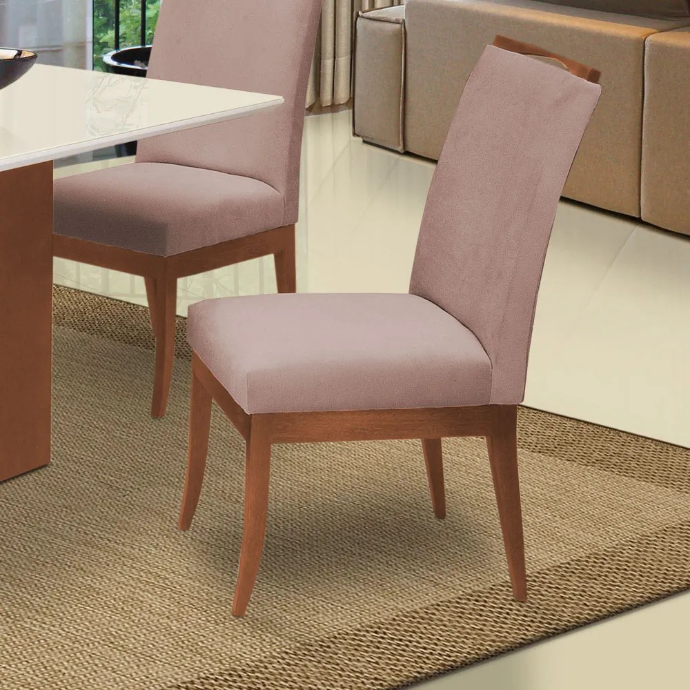 Conjunto 8 Cadeiras Sala de Jantar Lana Veludo Crepe
