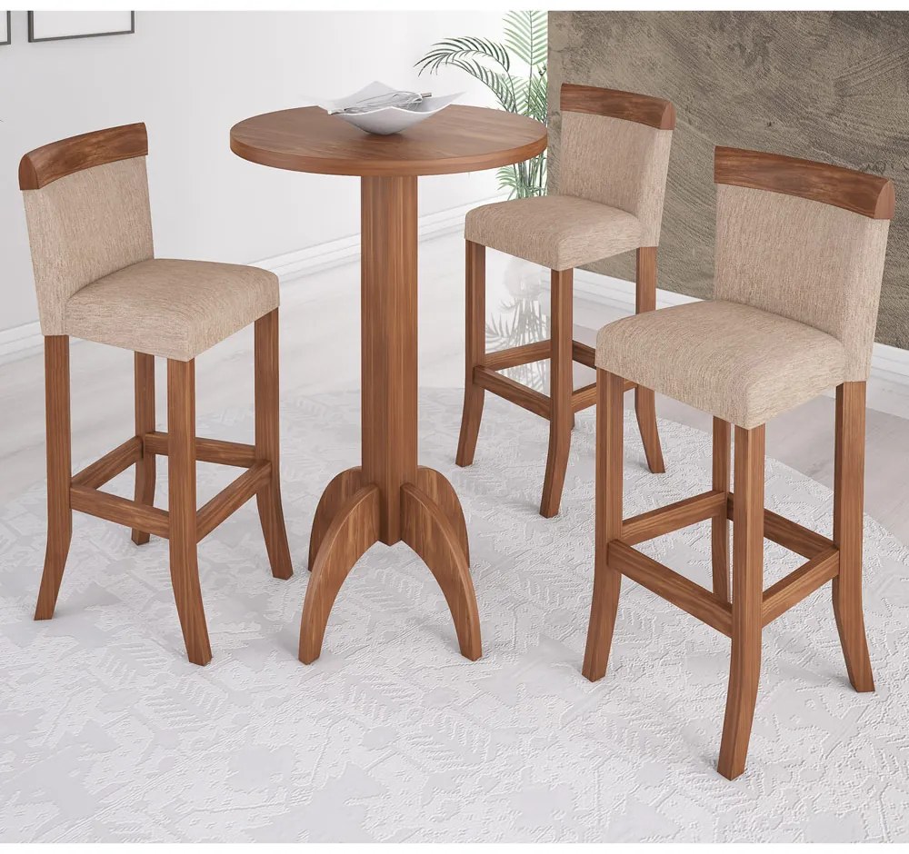 Kit 2 Banquetas Decorativas Sala de Jantar Milena Linho Bege G42 - Gran Belo