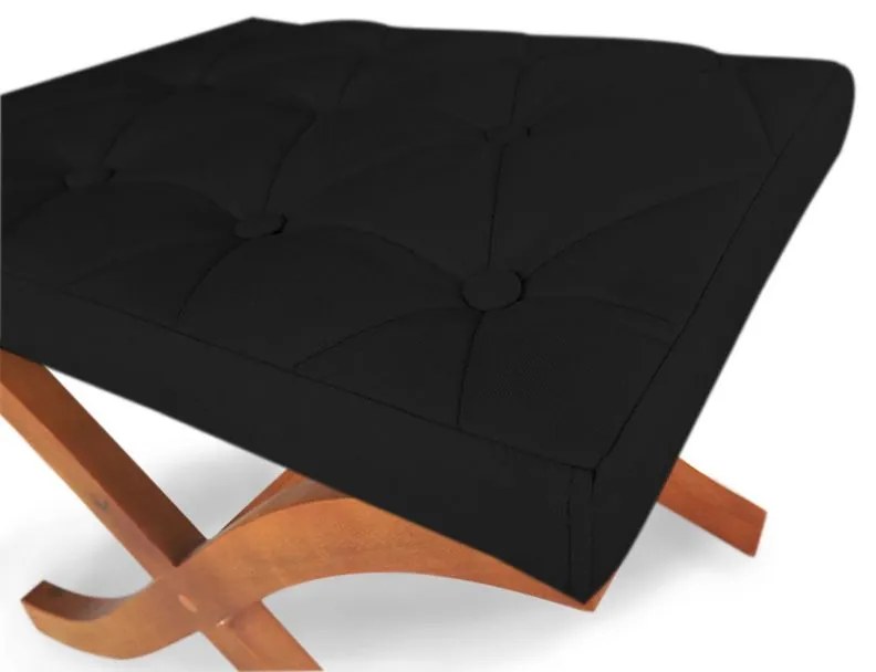 Puff Decorativo Joice Base Madeira Suede Preto - Sheep Estofados
