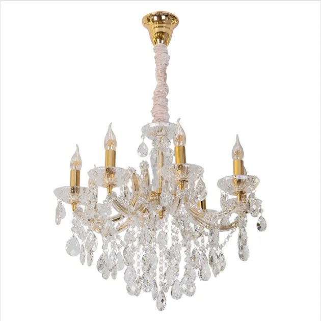 Lustre Cristal K9 Metal Dourado Castle