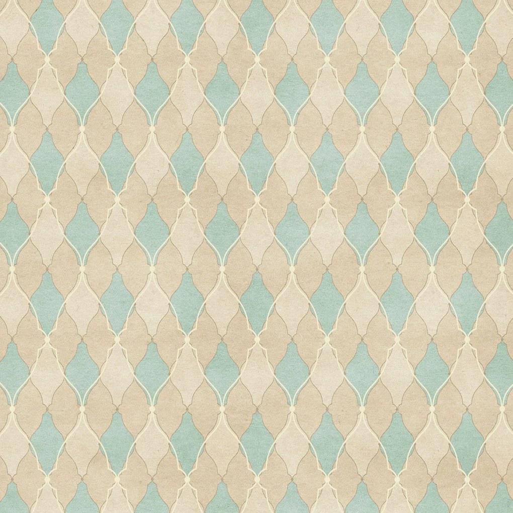 Papel de parede adesivo geométrico azul marrom e creme