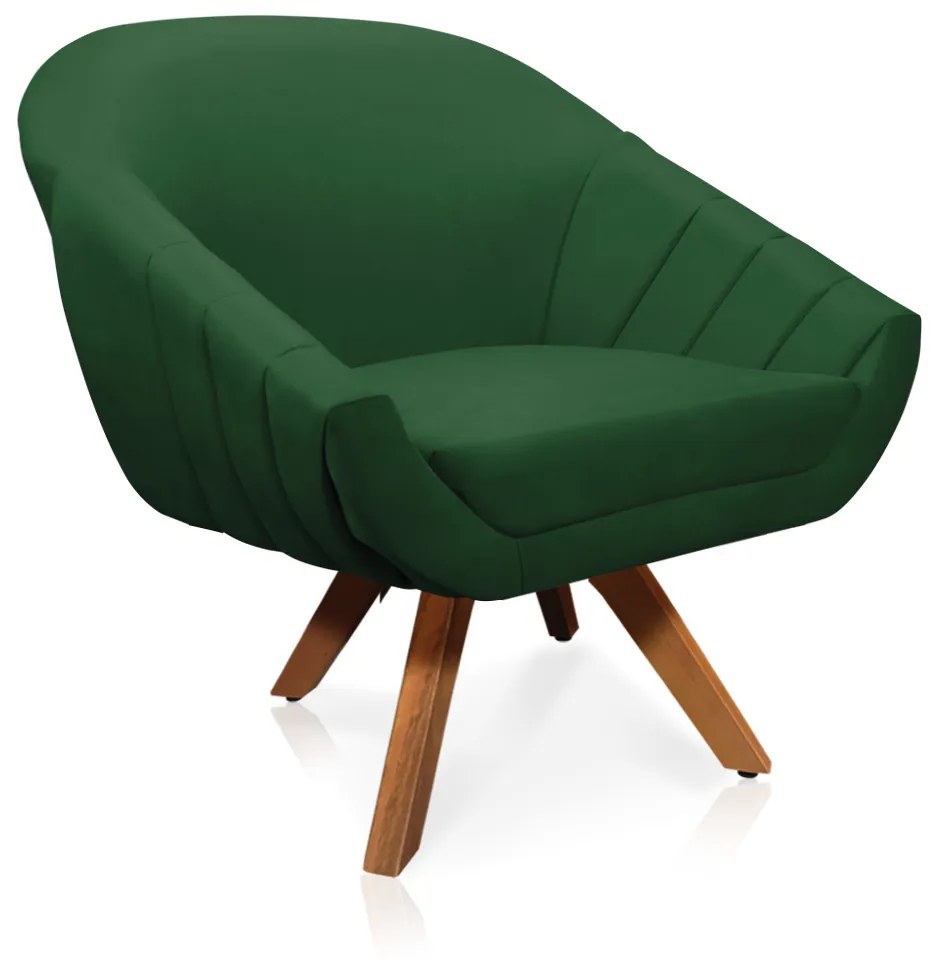 Kit 01 Namoradeira 02 Lugares e 01 Poltrona Giratória Giovana Suede Base Madeira MM30 - D'Rossi - Verde