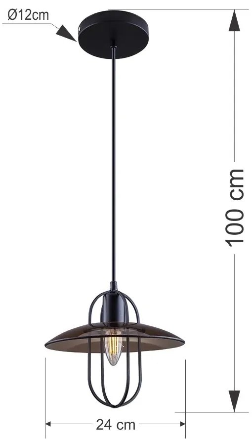 Luminária Pendente Texas Preto em Vidro e Aço Startec - Bivolt