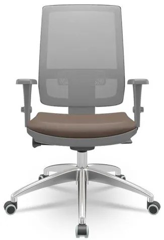 Cadeira Brizza Diretor Grafite Tela Cinza com Assento Vinil Marrom Base Autocompensador Aluminio - 65791 Sun House