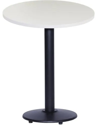 Mesa Luisiana 80 cm Tampo Branco Redonda Base Ferro Pintado Preto Sun House