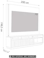 Estante Painel TV 75 Pol Com LED 200cm Mafra Freijó C05    - Mpozenato