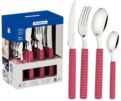 Faqueiro Tramontina Bliss 16 peças Viva Magenta em Aço Inox