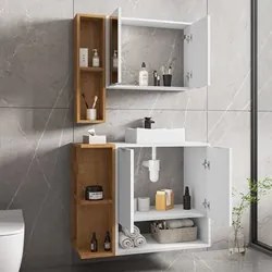 Gabinete de Banheiro com Cuba e Espelheira Lizzi B02 Branco/Naturalle