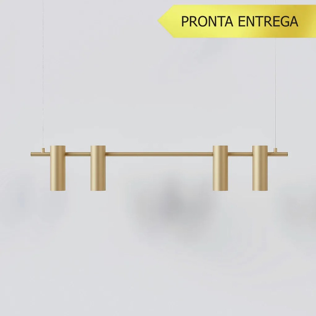 Pendente Tube Transpass Em Par 5,7X16,7X95Cm Alumínio 04Xmr16 - Qimpor... (PRETO)