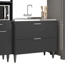 Armário de Cozinha CP04 Com Pia 100cm Pérola Z34 Preto      - Mpozenat