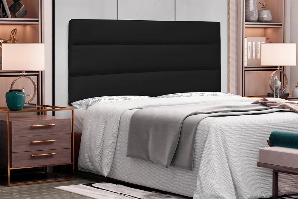 Painel La Italiana Para Cama Box King 195 cm Corino S04 - D'Rossi - Preto