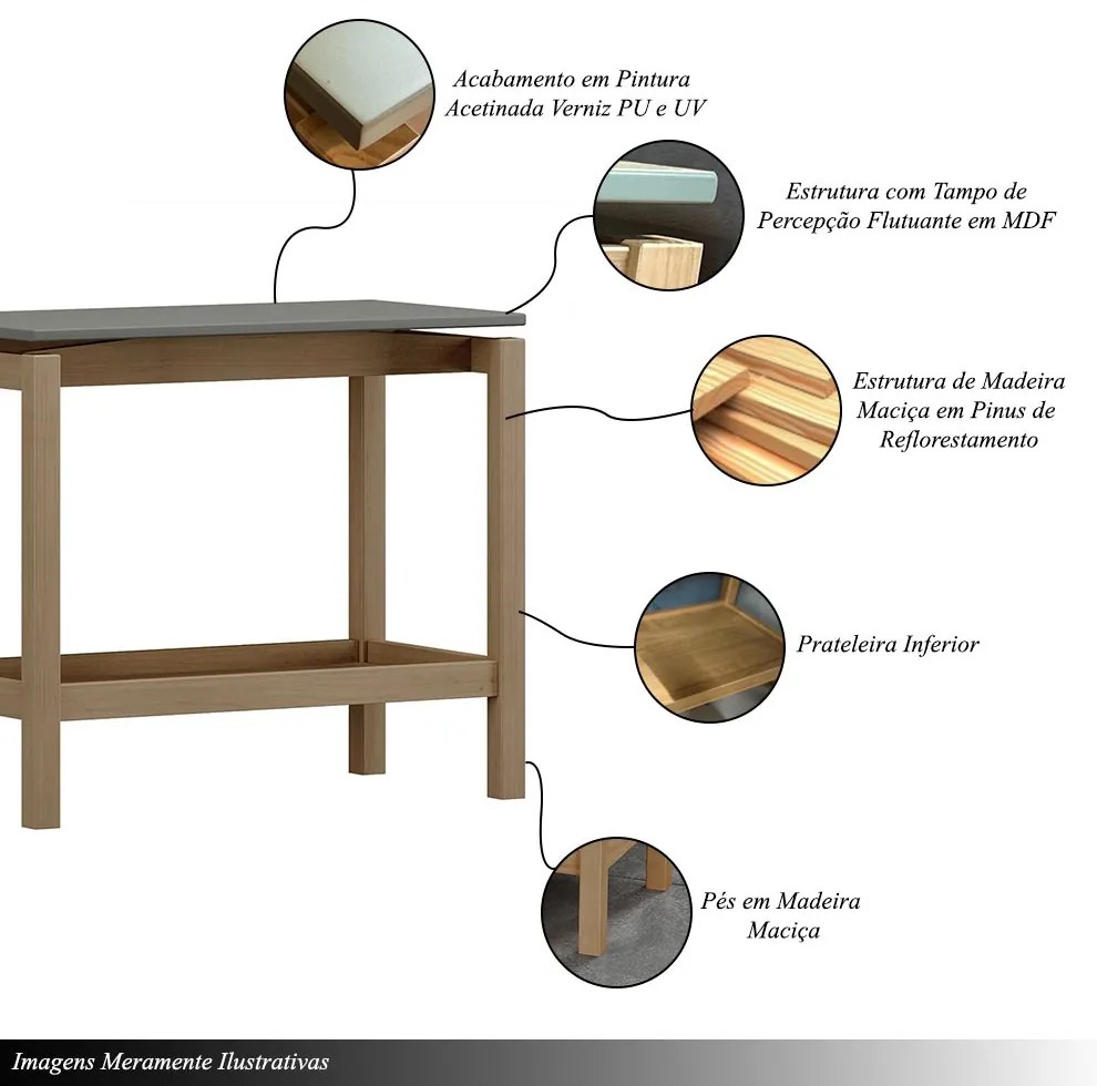 Mesa Lateral Dieter Tampo MDF Freijó/Verde Acinzentado G74 - Gran Belo