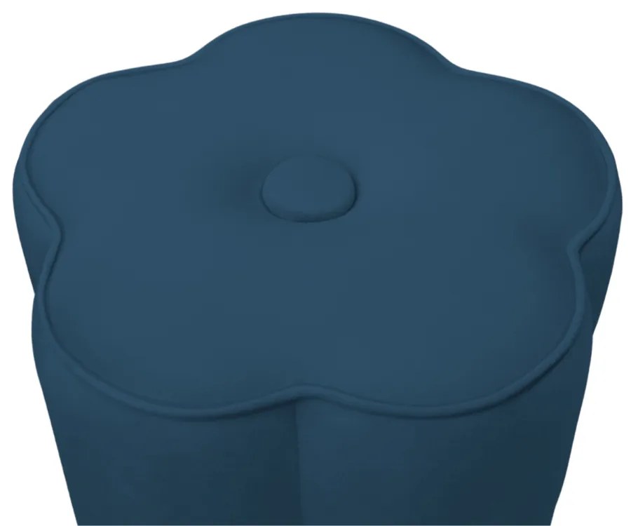 Puff Decorativo Flor Veludo - Azul Marinho