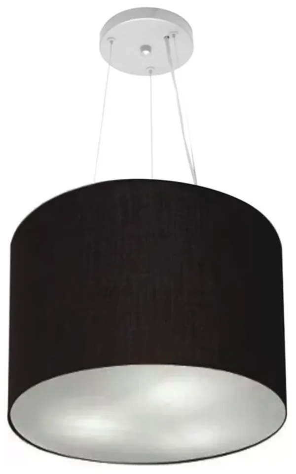 Lustre Pendente Cilíndrico Md-4183 Cúpula em Tecido 40x30cm Preto - Bivolt
