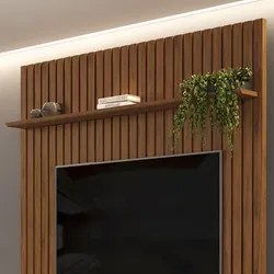 Painel para TV 65 Pol Ripado com Bancada Suspensa 183x240cm Pratisk D0