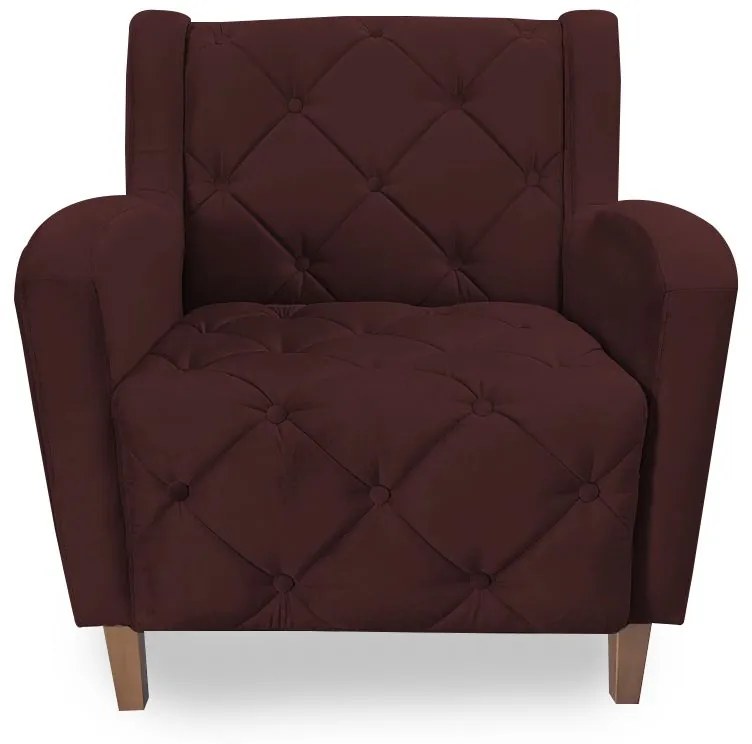 Poltrona Decorativa Munique Pés Palito Suede Bordô - Sheep Estofados