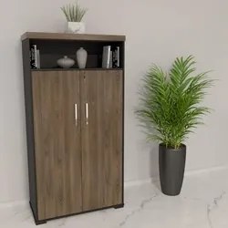 Armário Alto para Escritório 89cm Tamburato A06 Marrom/Preto - Mpozena