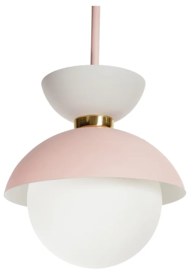 Pendente Bibelô Ø19X20Cm Globo 14Cm 1Xe27 G45 / Anel Distanciador Cobr... (CB-M / BT - Cobre Metalico / Branco Texturizado)