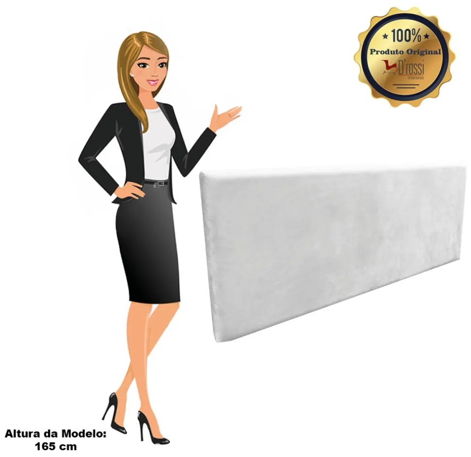 Cabeceira Painel Clean para Cama Box Casal 160 cm Suede M11 - D'Rossi - Cinza