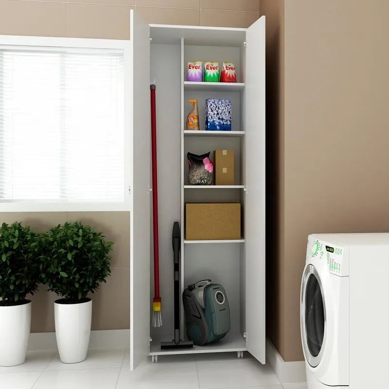 Armário para Lavanderia Multifuncional 2 portas Branco