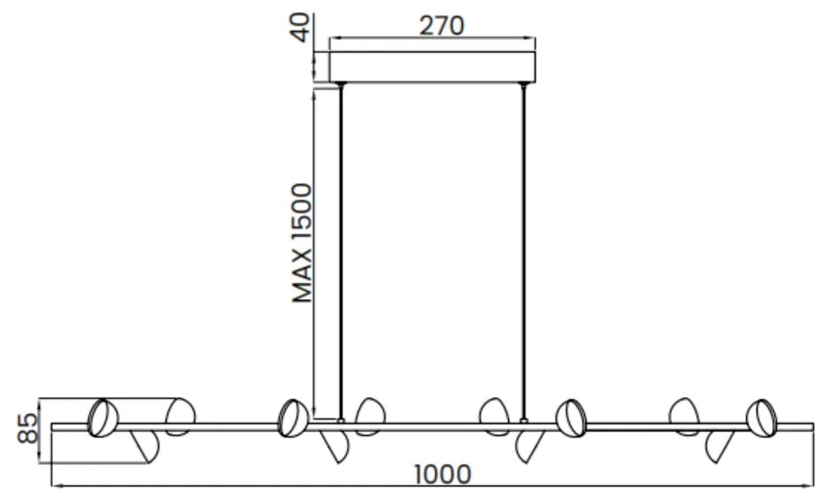 Pendente Mezzo 8,5X100Cm Led 30W 3000K Bivolt Alumínio Dourado - Usina...