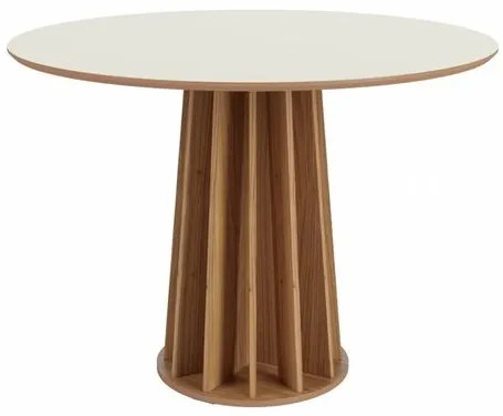 Mesa Jantar Nature TM71 Tampo Off White com Base Cone Ripada Freijo 105 cm - 67986 Sun House